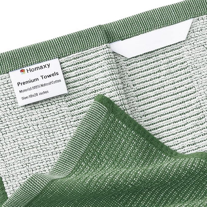 Homaxy Premium Kitchen Towels, Large Cotton Kitchen Hand Towels, Flat and Terry