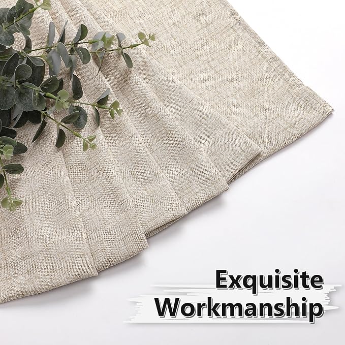 Tollpiz Linen Curtains Bedroom Rod Pocket Semi Sheer Curtain Burlap Light Filtering Thick Linen Drapes for Living Room, 54 x 84 inches Long, Natural, Set of 2 Panels
