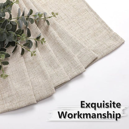 Tollpiz Linen Curtain Living Room Rod Pocket Semi Sheer Curtains Burlap Light Filtering Thick Linen Drape for Bedroom, 54 x 72 inches Long, Natural, Set of 2 Panels