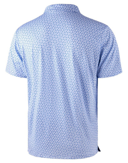 Obla Mens Golf Polo Shirts Short Sleeve Dry Fit Performance Moisture Wicking Casual Print Collared Golf Shirts for Men (Light Blue Diamond_S)