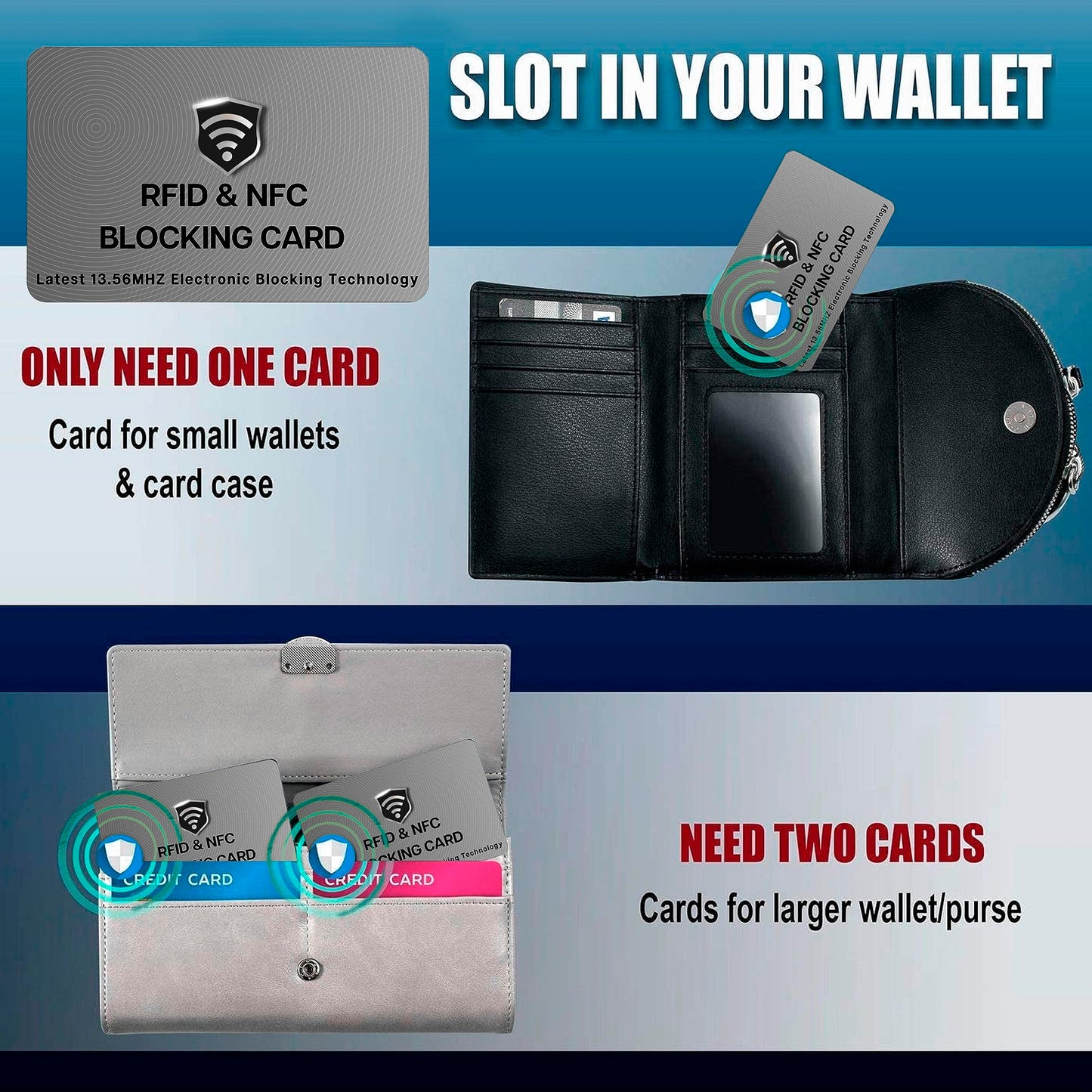 SaiTech IT 5 Pack RFID Blocking Cards, One Protects Entire Wallet Purse, NFC Contactless Bank Debit Credit Card Protector ID ATM Guard - Grey