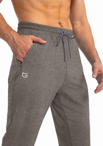 G Gradual Men's Sweatpants with Zipper Pockets Tapered Joggers for Men Athletic Pants for Workout, Jogging, Running (Heathered Brown Light, XX-Large)