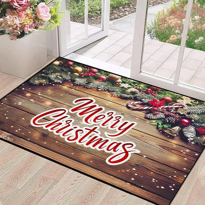 Merry Christmas Rug,Christmas Trees Decorative Indoor Bedroom Xmas Winter Welcome Door Mat Anti-Slip Rubber Area Rug for Seasonal Holiday Decoration,63" X 31"
