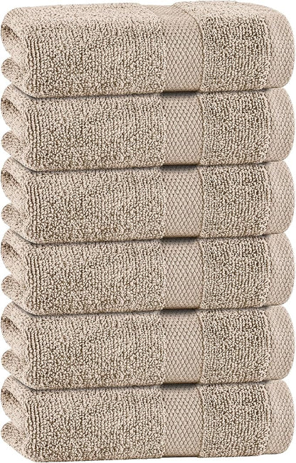 White Classic Taupe Hand Towels