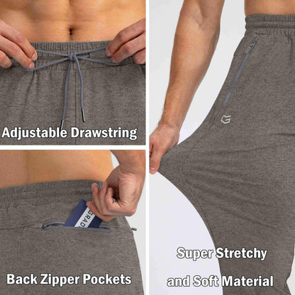 G Gradual Men's Sweatpants with Zipper Pockets Tapered Joggers for Men Athletic Pants for Workout, Jogging, Running (Heathered Brown Light, Medium)
