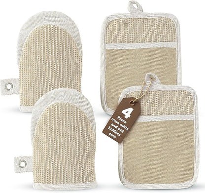 Casa Platino Mini Oven Mitts & Silicone Pot Holders, 4-Piece – Heat Resistant
