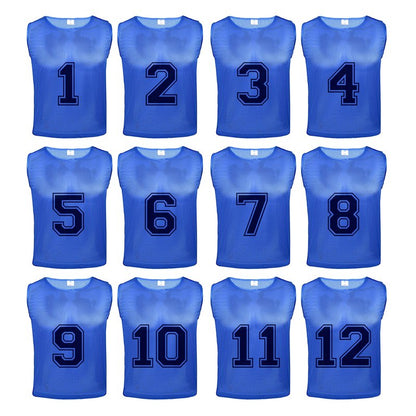 Athllete Youth Soccer Pinnies - Numbered 12 Pack, Lightweight, Breathable, Large
