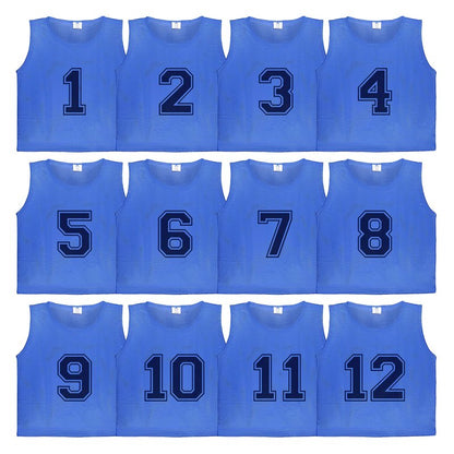 Athllete Youth Soccer Pinnies - Numbered 12 Pack, Lightweight, Breathable, Large