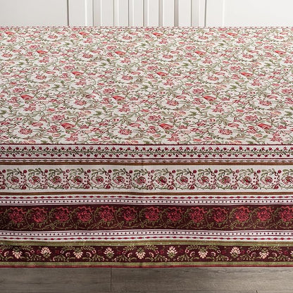 Maison d' Hermine Table Cloth Rectangle Table 100% Cotton 60 x 108 Inches Fall Tablecloth Reusable Everyday Use for Thanksgiving Christmas Decorations Dining Farmhouse Party (Reveillon Au Jardin)