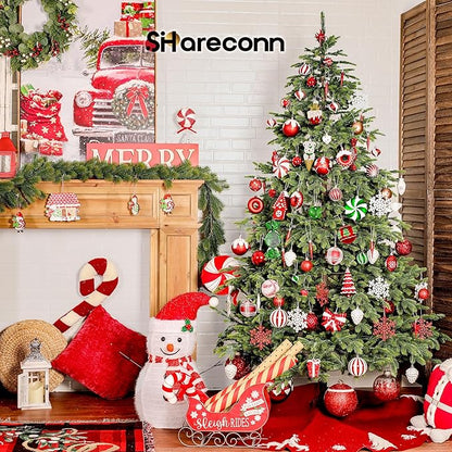 SHareconn 86pcs Christmas Tree Balls Ornaments, Shatterproof Plastic Decorative Baubles for Christmas Tree Decorations, Holiday Wedding Party Decoration, Festive Ornaments,White Gold
