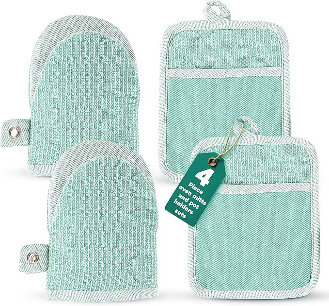Casa Platino Heat Resistant Oven Mitts & Pot Holders, 4-Piece – Oven Mitt