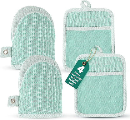 Casa Platino Heat Resistant Oven Mitts & Pot Holders, 4-Piece – Oven Mitt