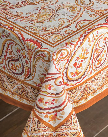 Maison d' Hermine Table Cloth Square Table 100% Cotton 54 x 54 Inches Fall Tablecloth Reusable Everyday Use for Thanksgiving Christmas Decorations Dining Farmhouse Party (Palatial Paisley)