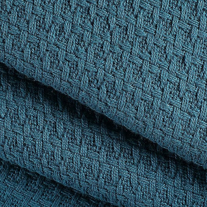 Elvana Home 100% Cotton Bed Blanket, Breathable Bed Blanket Full - Queen Size, Cotton Thermal Blankets Full - Queen, Perfect for Layering Any Bed for All Season, Teal Green