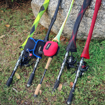 RUNCL Spinning Rod Socks, Fishing Rod Sleeves, Fishing Pole Sleeves (Red&Black, 2pcs)