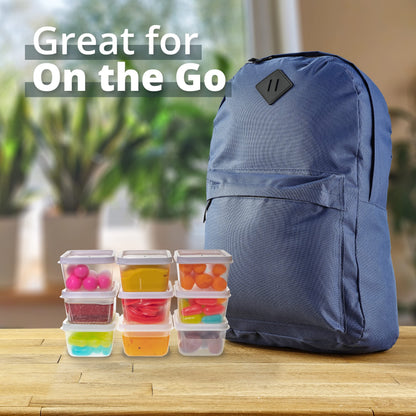 Greenco Mini Rectangular Storage Containers, 20 Pack, 2.03 Oz Reusable Small Plastic Storage Container Jars with Lids | Perfect for Baby Food, Snacks, Sauces, Candy, Freezer & Dishwasher Safe
