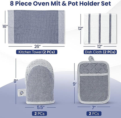 Casa Platino Mini Oven Mitts Set, 8-Piece – 500°F Heat Resistant Silicone Oven
