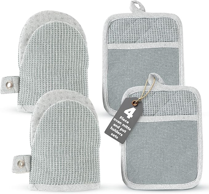 Casa Platino Heat Resistant Oven Mitts & Potholders, 4-Piece – Oven Mitts and
