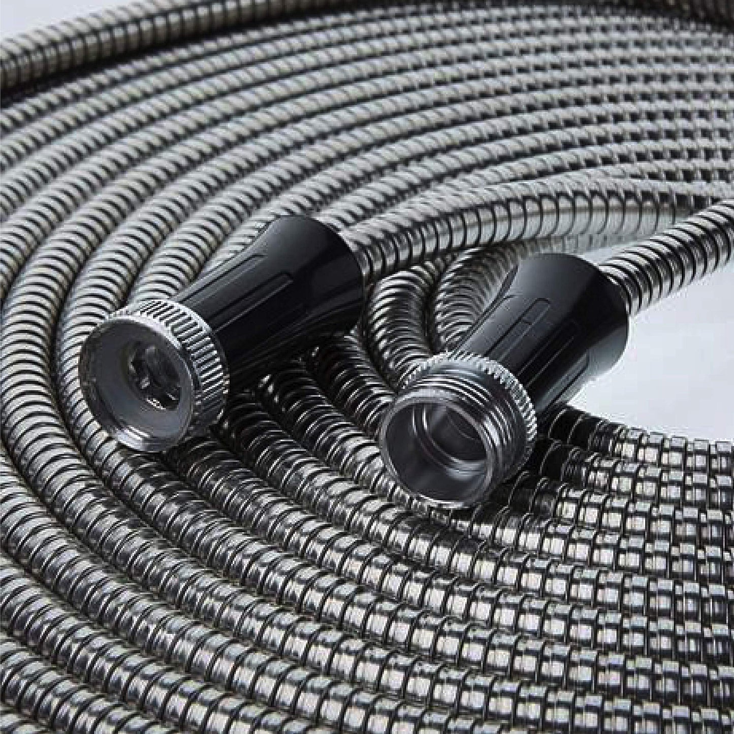 BIONIC STEEL 100 Ft Metal Garden Hose with Sprayer Nozzle, Non Kinking Designed Stainless Steel Heavy Duty Water Hose 100 Ft x 5/8 in. Flexible NON Expandable for Uninterrupted Water Flow, 500 PSI