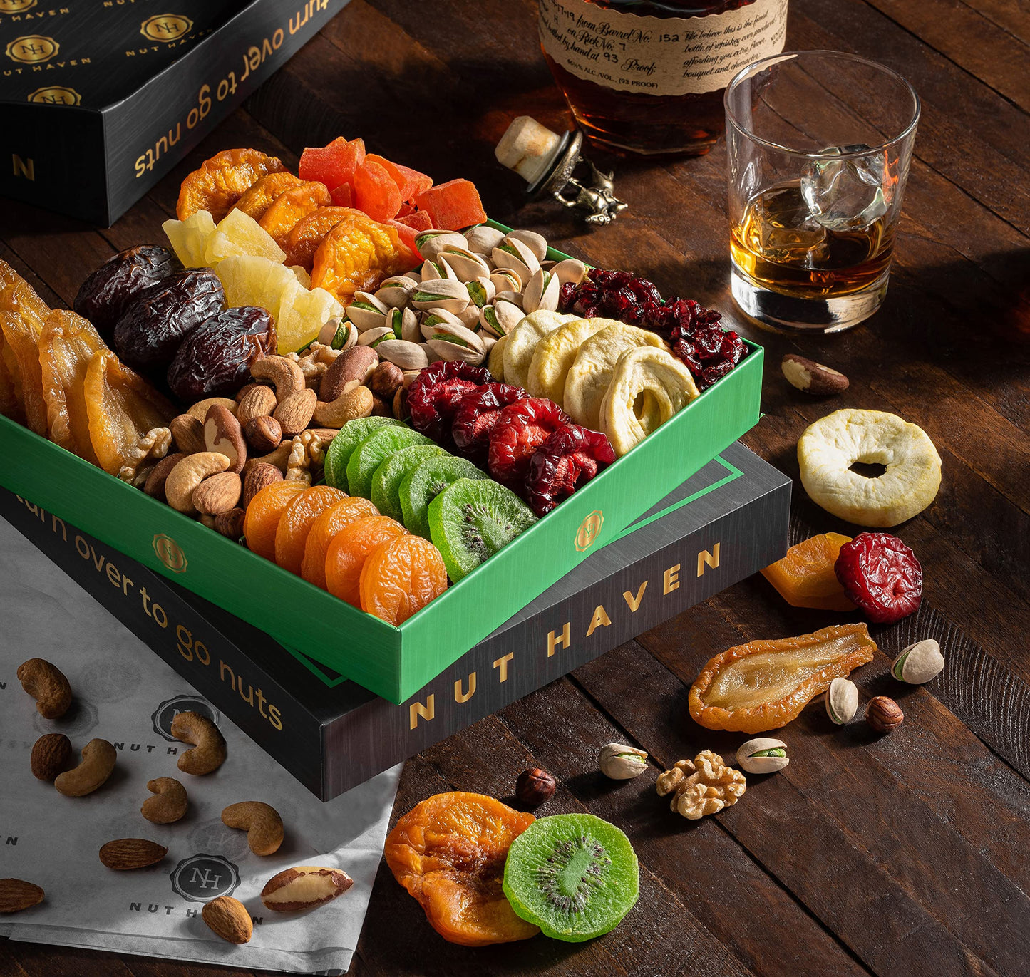 Fathers Day Dried Fruit & Nuts Gift Basket - Fresh Dried Fruit & Nuts Gift Basket - Food Gift Box for Dad, Him, Husband, Christmas, Father's Day, Mother's Day, Sympathy, Family, Men & Women