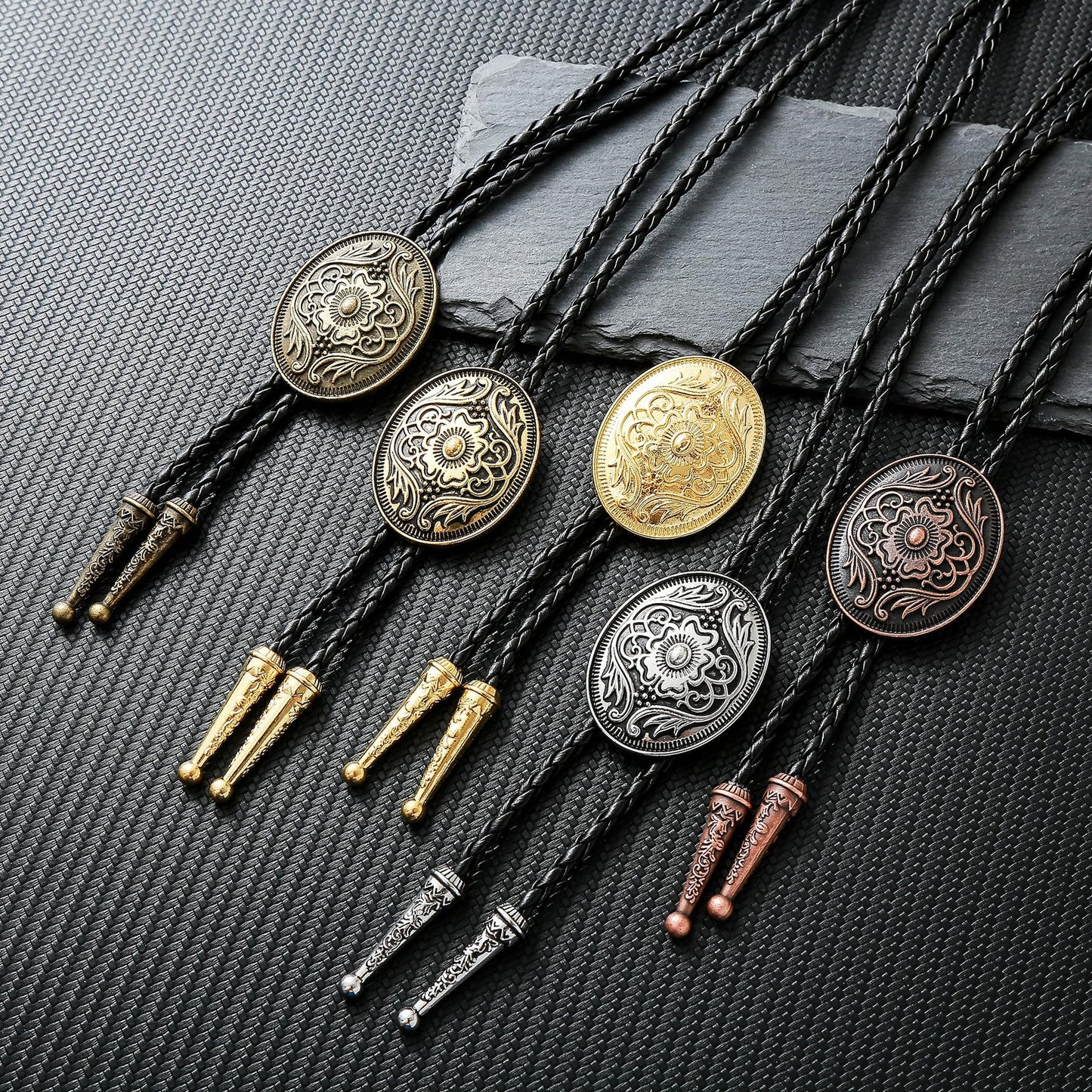 GelConnie Silver Bolo Tie for Men Women Mens Bolo Ties Western Wedding Vintage Style American Bolo Tie 3D Flower Design