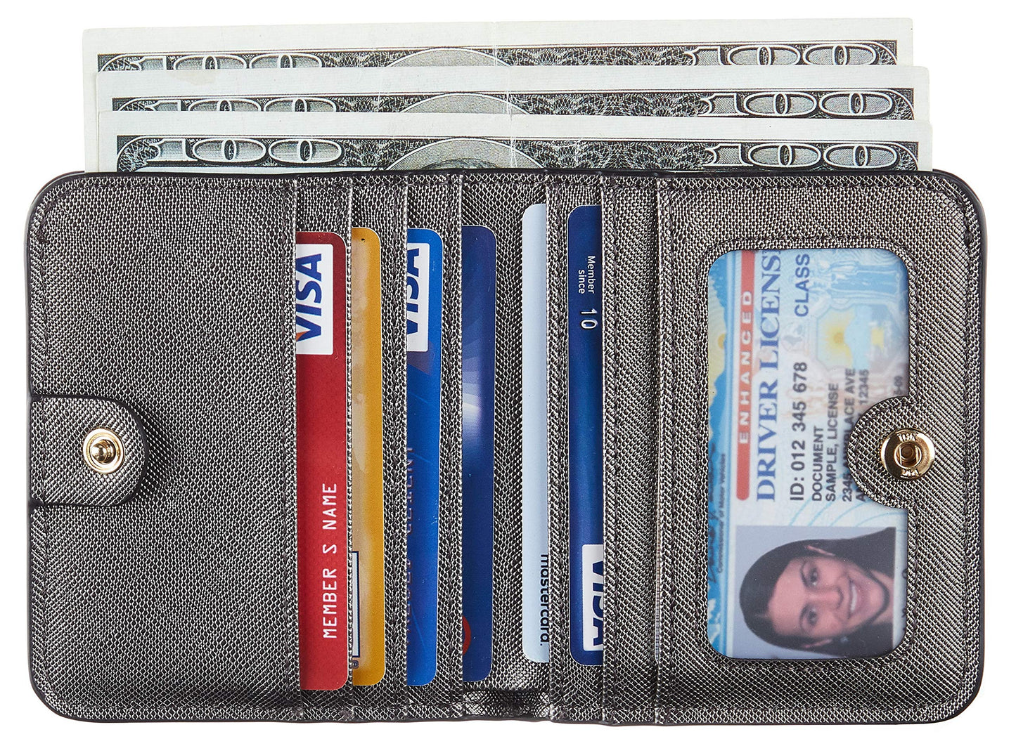 Toughergun Women’s Small Slim Leather Wallet with RFID Protection, Compact Bifold Mini Purse with Clear ID Window