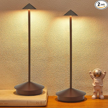 Portable Led Cordless Lamp Table Light 2 Pack, Rechargeable 6000mAh Battery Outdoor Table Lamp for Dinning Restaurant Patio Bedroom Camping, IP54 Waterproof, Dimmable
