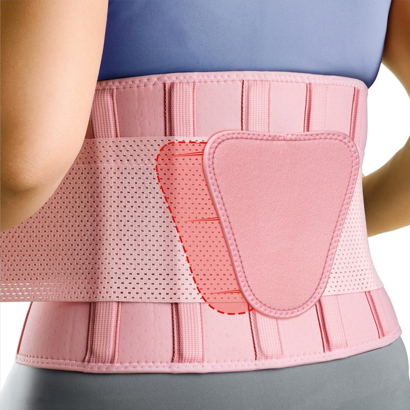 FEATOL Back Brace for Lower Back Pain, Breathable Back Support Belt for Women & Men with Lumbar Pad, Lumbar Support Belt for Heavy Lifting & Work, Pink, 4XL (Circumference:63-68")