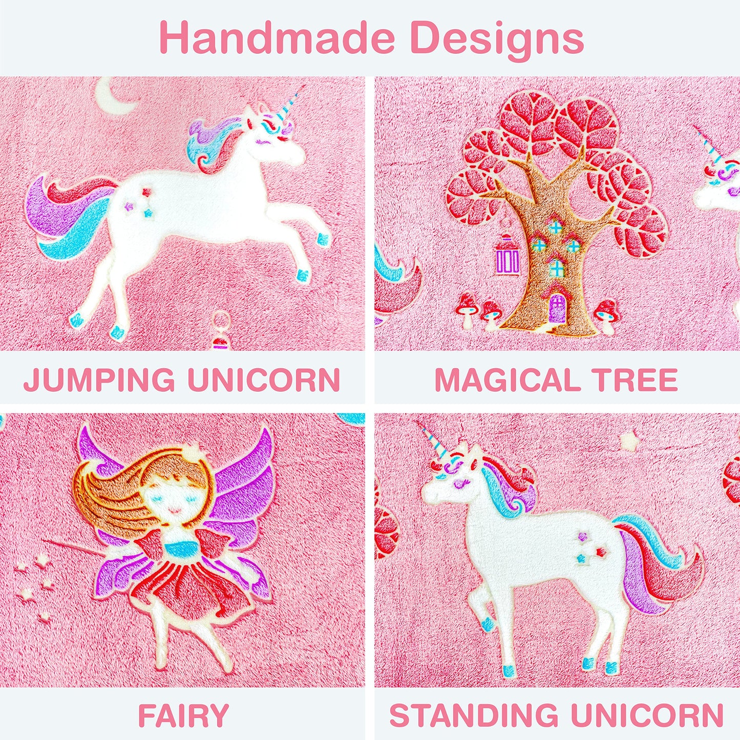 Glow in The Dark Unicorn Blanket for Girls – Soft Pink Fleece Throw. Great Christmas, Birthday, Baby, Toddler Unicorn Gifts for Girls, Fairy, Butterfly, Stars. Bright Long-Last Glow