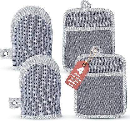 Casa Platino Silicone Oven Mitts & Potholders, 4-Piece – Pot Holders and Oven