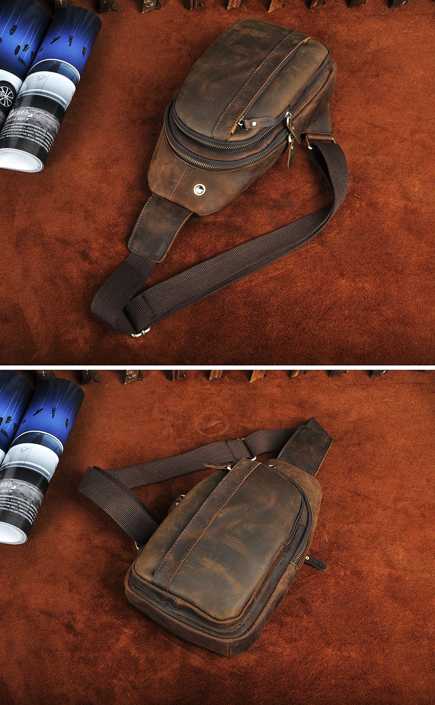 Le'aokuu Mens Outdoor Casual Travel Hiking Crossbody Chest Sling Bag One Shoulder Strap Bag Backpack