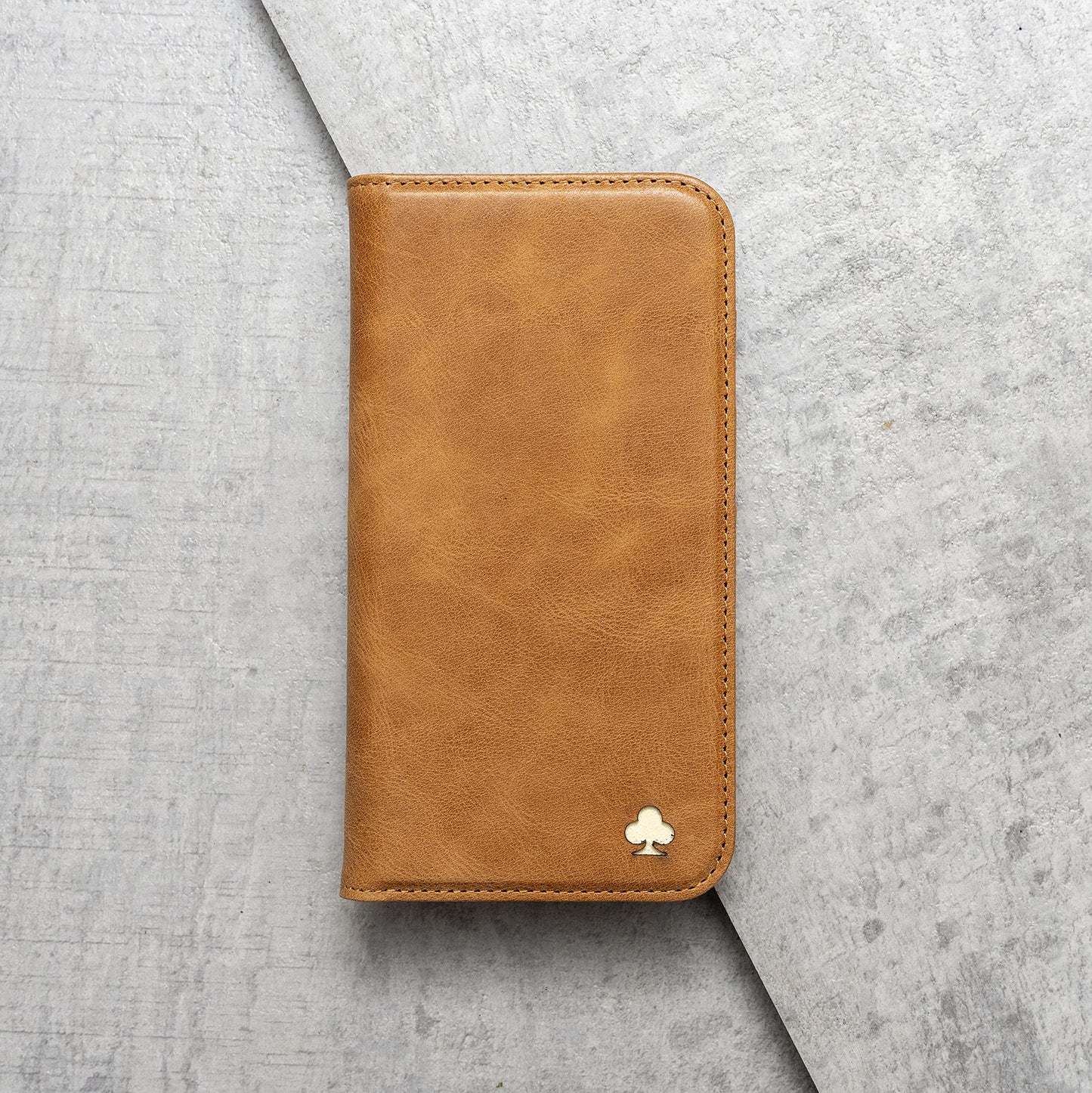 Porter Riley - Leather Case for iPhone 12 Mini (5.4"). Premium Genuine Leather Stand/Cover/Wallet/Flip Case with [Card Slots] [Horizontal Stand] [Durable Frame] (Tan)
