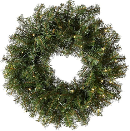 National Tree Company Pre-Lit Artificial Christmas Wreath, Green, Norwood Fir, White Lights, Christmas Collection, 24 Inches