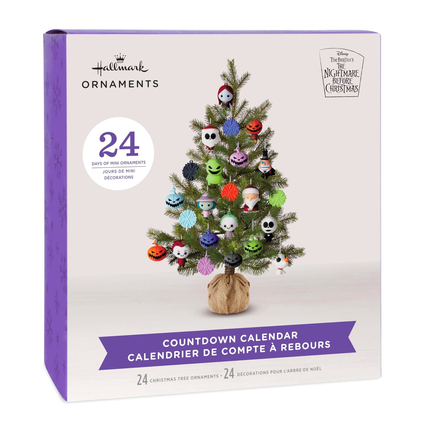 Hallmark Countdown Calendar Box with 24 Mini Ornaments, Disney Tim Burton's The Nightmare Before Christmas Countdown Calendar and Miniature Ornaments, Gifts for Disney Fans