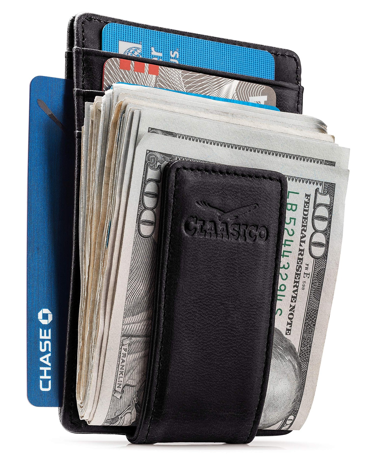 Claasico™ Money Clip Leather Wallet For Men Slim Front Pocket RFID Blocking with Super Strong Magnetic