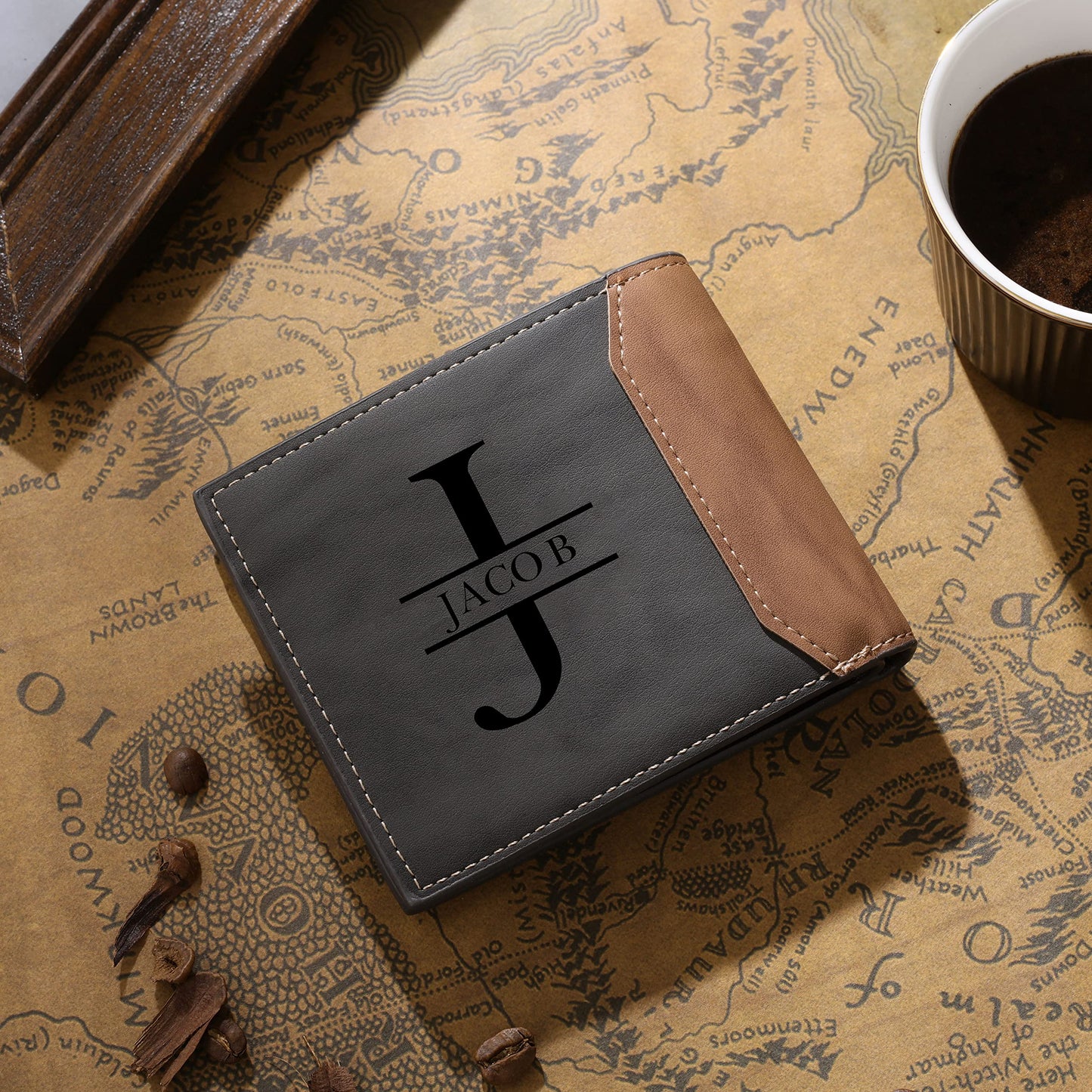 Lovejewelry Custom Wallets for Men, Personalized Leather Photo Wallet with Name Fathers Day Gift for Dad Boyfriend