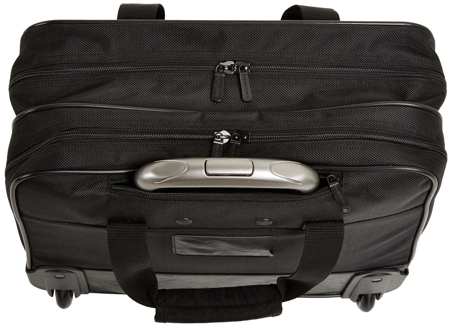 Amazon Basics 15.6" Rolling Laptop Bag for Travel and Business, Briefcase with Wheels, Adjustable Locking Handle, Black