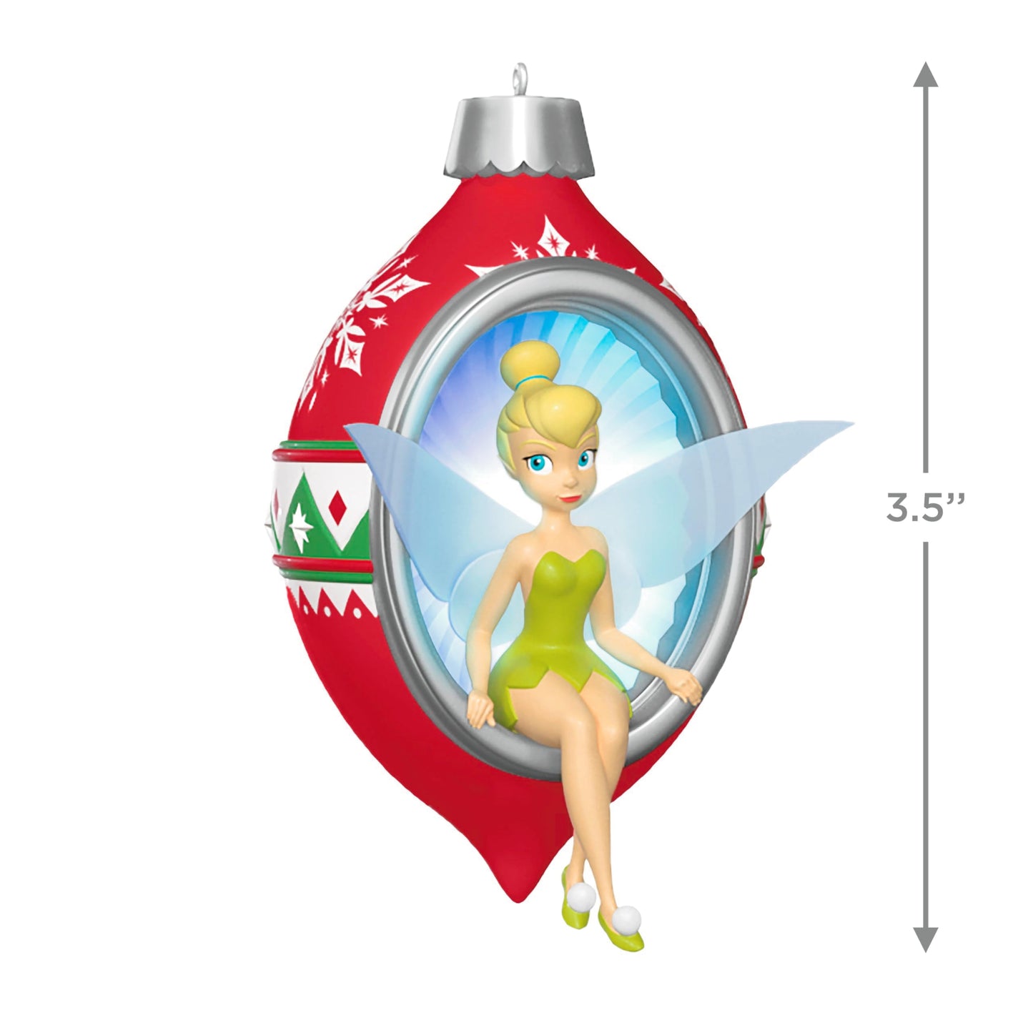 Hallmark Keepsake Disney Christmas Ornament, Tinker Bell Trimming the Tree with Tink with Light, Gifts for Disney Fans