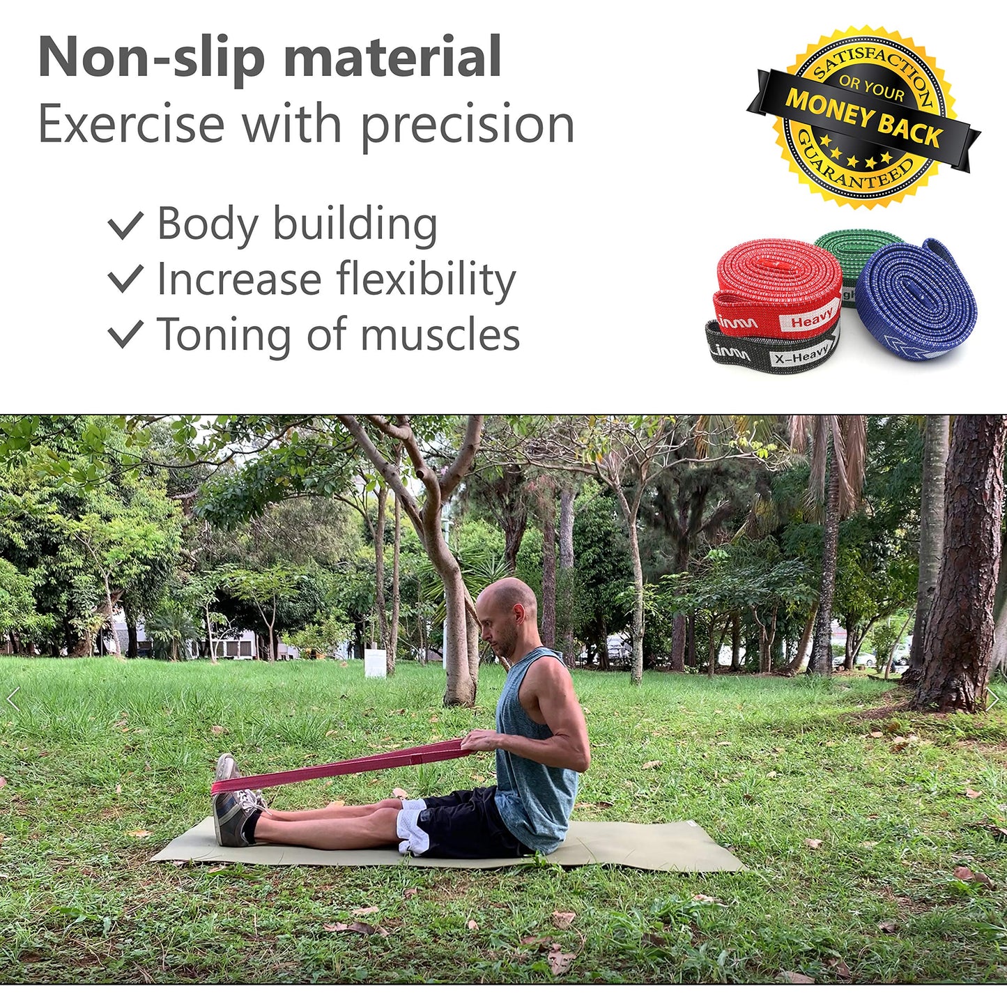 Fittest Pro by Limm Resistance Bands for Legs and Butt, Fabric Exercise Loop Bands Yoga, Pilates, Rehab, Fitness and Home Workout, Strength Bands for Booty
