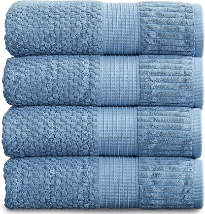 NY Loft 100% Cotton Bath Towel 4 Pack | Super Soft & Absorbent Quick-Dry Bath
