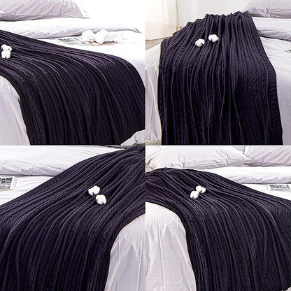 NTBAY 100% Pure Cotton Oversize (60x80) Cable Knit Throw Blanket, Super Soft Warm Knitted Blanket for Bed, Sofa, Chair, Couch - Extra Cozy, Machine Washable, Comfortable Home Decor, Eggplant Purple