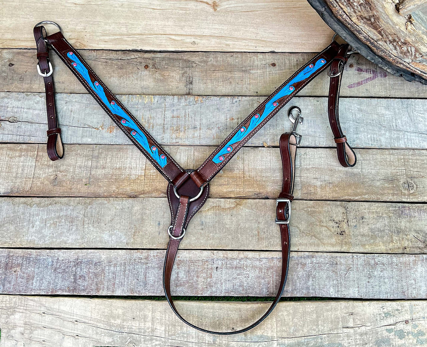 Hulara Top Grain Buff Leather Western Bridle and Breast Collar Set Tooled Headstall and Horse Breastcollar Western Tack Set Horse Breast Collar Western Bridle Sets Horse Headstall and Breast Collar