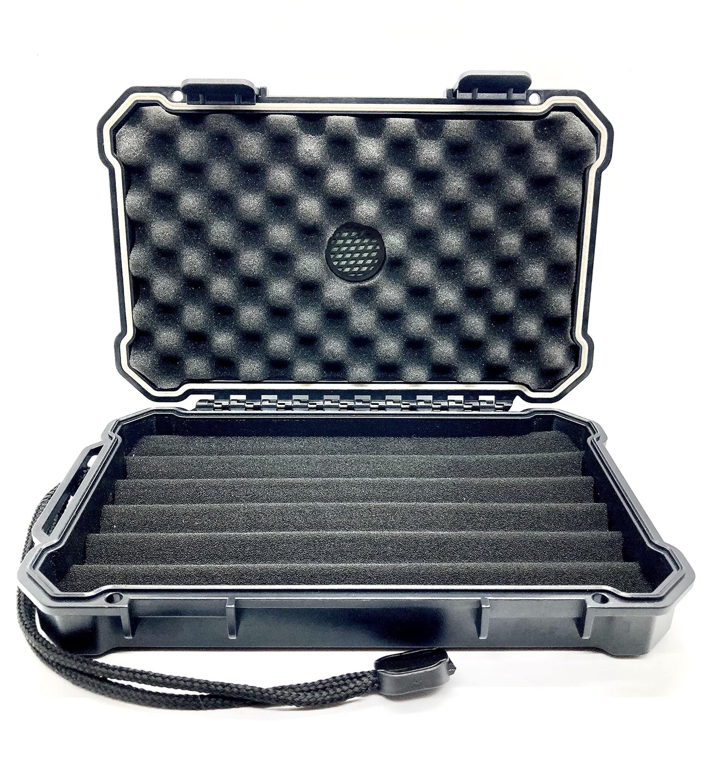 Travel Humidor Cigar Carrying Case - 5- Count- Waterproof, Crushproof, Airtight Seal, Durable Black Portable Case
