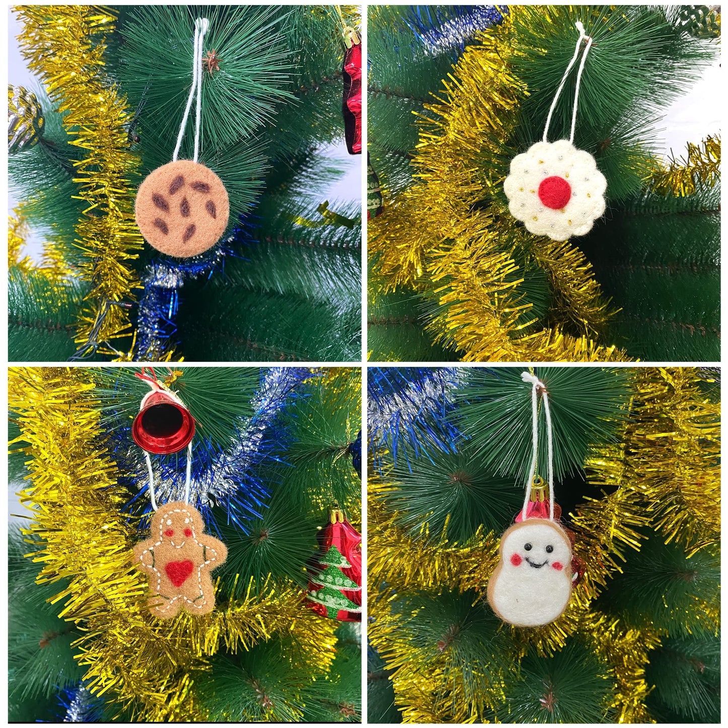 Wool Felt Christmas Decorations Clearance Garland Red Green White Wool Felt Balls Pom Pom Garland Gingerbread Man Snowman Banner Bunting for Xmas Home Fireplace Windows Indoor Outdoor Christmas Decor