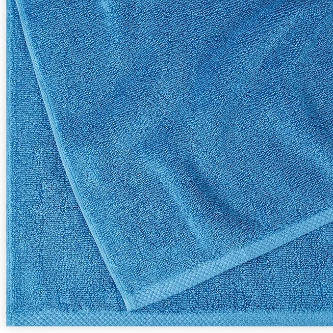 Amazon Basics 2-Piece Quick-Dry Oversize Bath Towel, 100% Cotton, Lake Blue