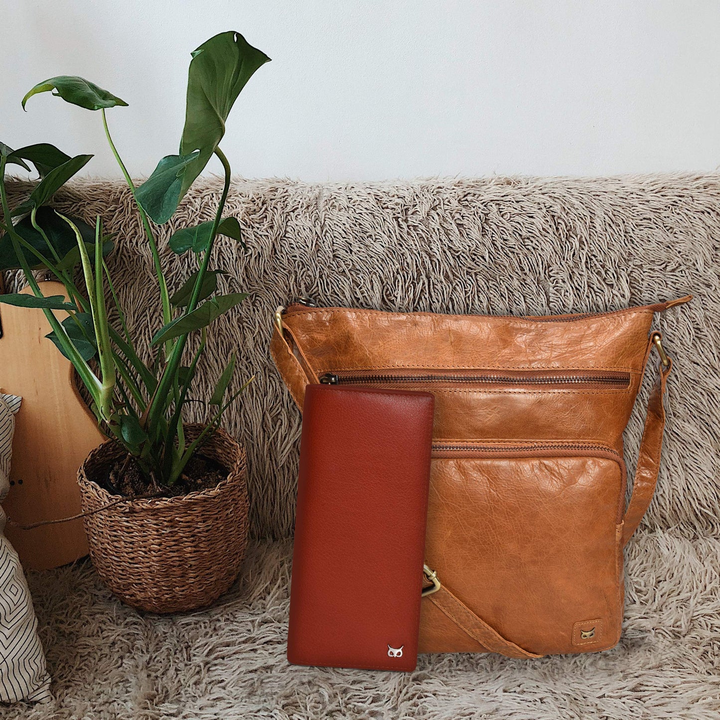 Real Leather Crossbody Bags Purses for Women Shoulder Handbags Crossover Handmade Stylish Trendy Pocketbook (Cognac Multi-Wax)