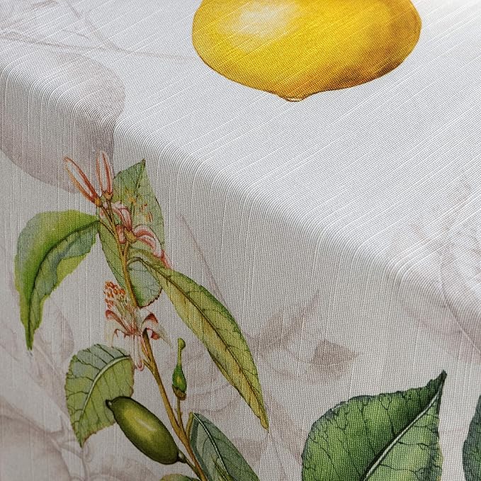Maison d' Hermine Table Cloth Square Table 100% Cotton 60 x 60 Inches Tablecloth Reusable Decorative Everyday Use for Dining Room, Farmhouse, Home, Party, Festive & Wedding Spring Summer - Limoncello