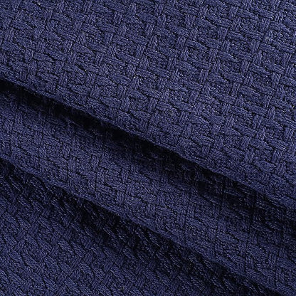 Elvana Home 100% Cotton Bed Blanket, Breathable Bed Blanket King Size, Cotton Thermal Blankets King, Perfect for Layering Any Bed for All Season, Navy Blue