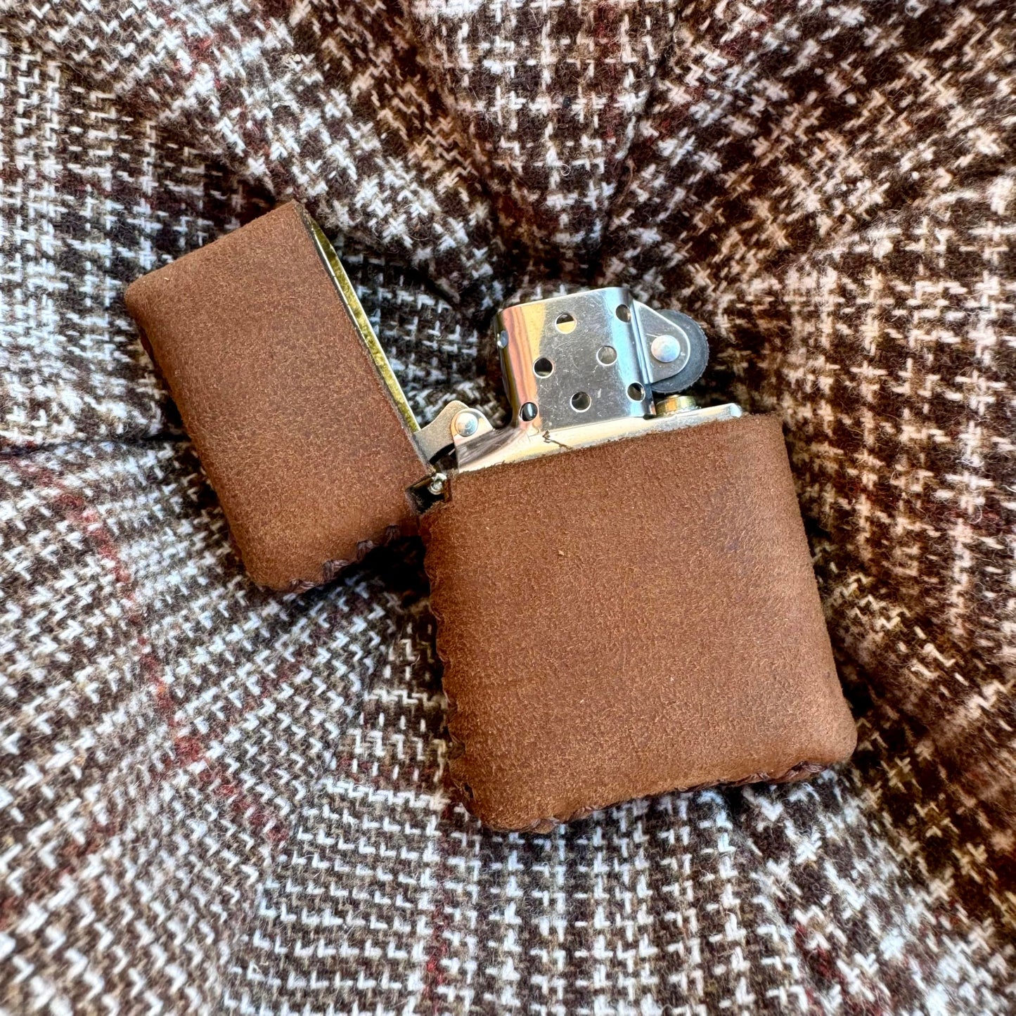 Leather Lighter Case Compatible with Select Standard Size Zippo lighters - Protective Top Grain Leather Pouch Cover, Brown