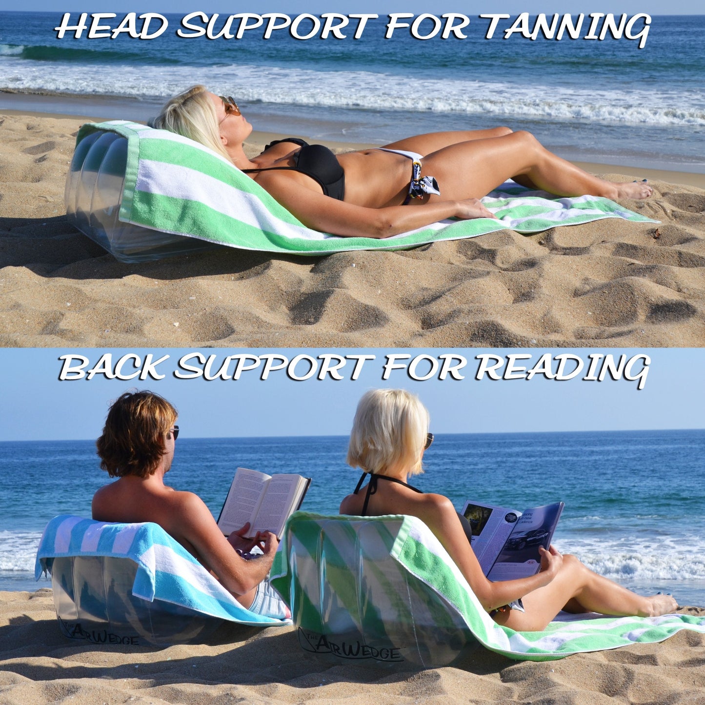 GoFloats AirWedge Inflatable Beach Chair - Relax with The Comfort of Air (2-Pack)